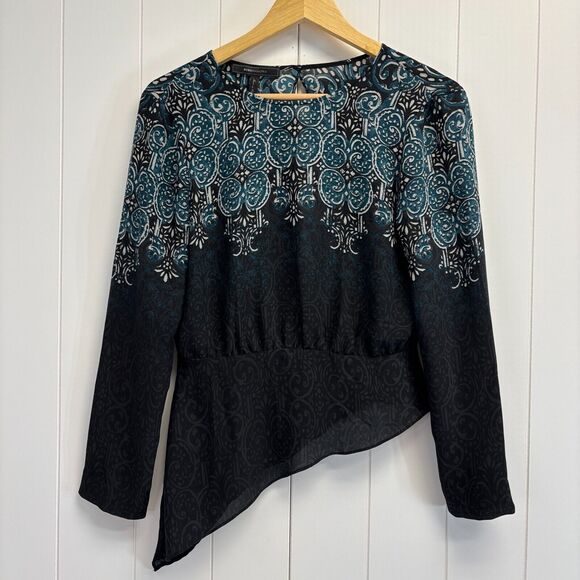 BCBG Maxazria Womens Boho Asymmetrical Top Size XXS Keyhole Back Career Office - Picture 1 of 10